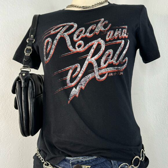 Rock and Roll Hall of Frame Vintage Style Graphic Fitted T-Shirt Womens Small - Picture 2 of 6